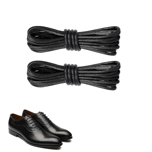 Cordones Redondos Encerado, 4 Piezas Cordones de Zapatos de Cuero de 2,5 mm Business Cordones de Repuesto Elásticos para Zapatos de Vestir Botas Zapatos de Cuero 80CM