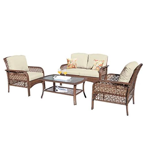 XIZZI Patio Sets, Outdoor Patio Furniture, All Weather Patio Furniture, PE Rattan Wicker