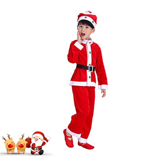 KESYOO Roupa de Papai Noel Infantil Fantasia de Natal Trajes de Papai Noel Com Chapéu de Papai Noel