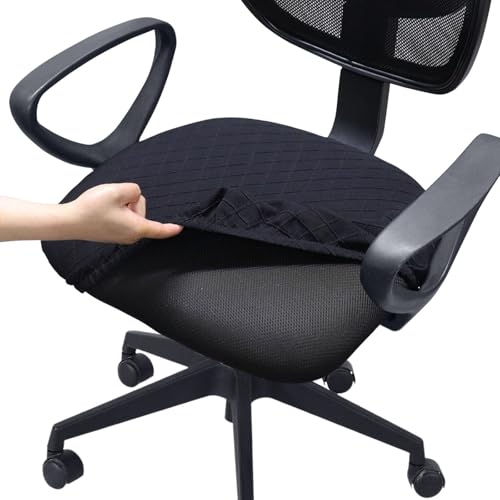 Melaluxe Stretch Jacquard Office Chair Cover, Removable Washable Desk Chair Cover Rotating Chair Seat Slipcover, Black