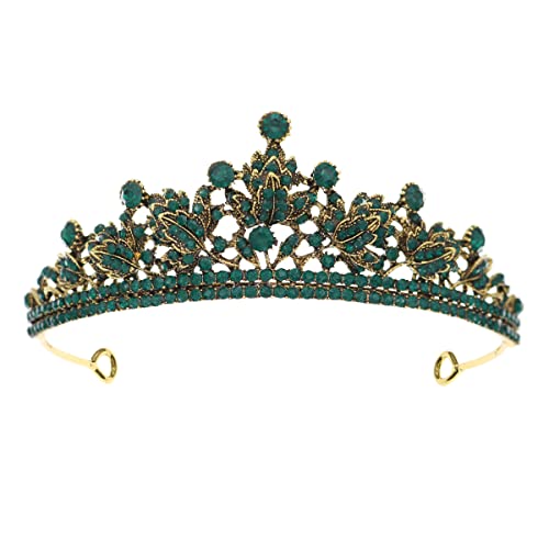 Tiara Krone Damen,Babioms Braut Krone Vintage Grün Krone Mädchen Prinzessin, Kristall Krone Strass, Diadem Kinder Mädchen, Prinzessinenkrone für Hochzeit Festzüge Geburtstagskrone Mädchen Cover