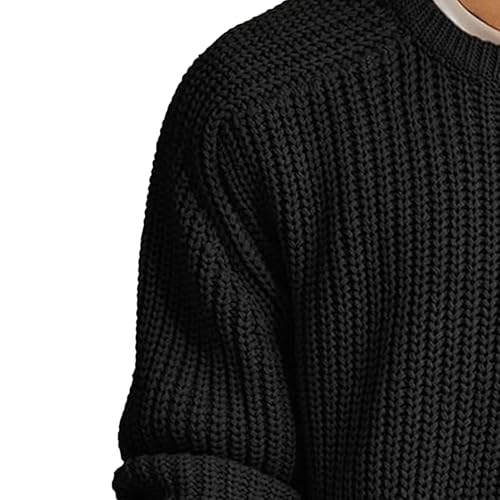 Mens Casual Round Neck Knitwear Male Casual Waffle Sweater Crewneck Sweater Waffle for Men3