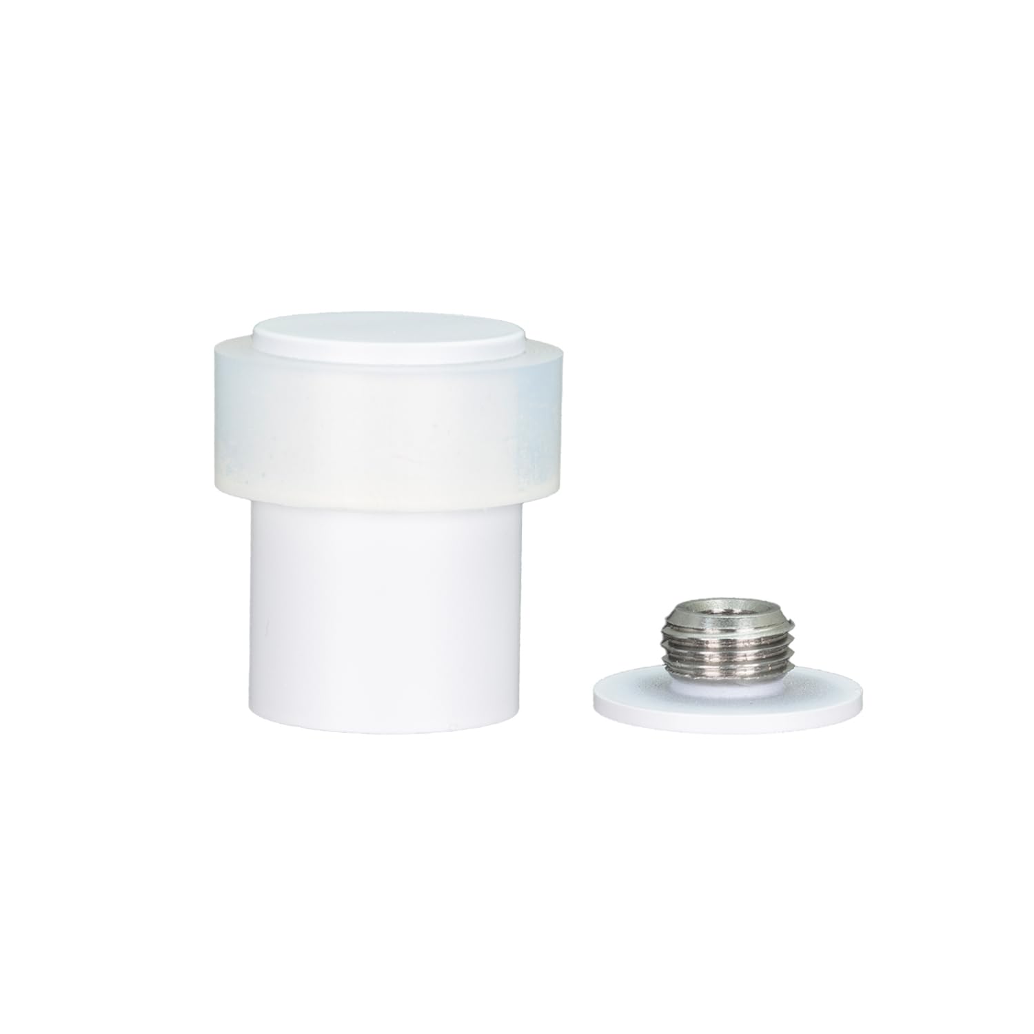 EVI Herrajes | White Door Stop | Ø24x35mm | Floor Mounted | White Lacquered Stainless Steel | Silicone Protection | Includes Screw + Fastening Plug | Model I-18124X35-BBL