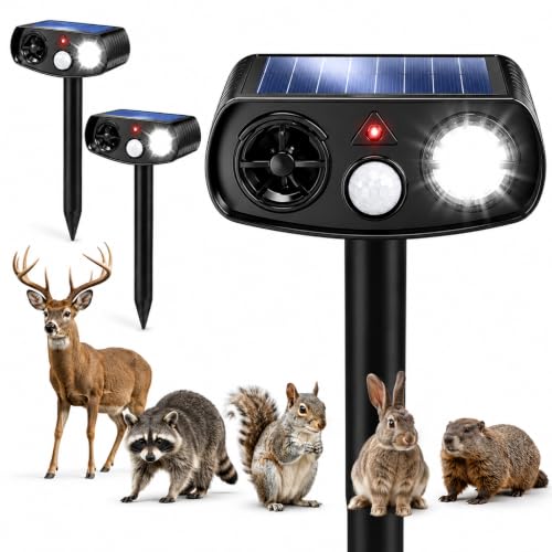 Solar Ultrasonic Deer & Rabbit Repeller Motion Activated 2 Pack