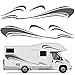 Mioloe Autocollants de carrosserie de Camping-Car à Rayures RV Panneau de Porte Autocollant Graphique de Pare-Chocs Autocollants en Vinyle Autocollants pour remorque de Camping-Car (6 pièces)