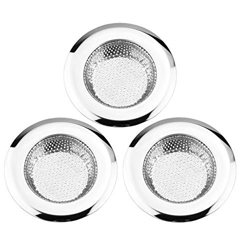 GeekerChip Filtro Fregadero[3 Unidades],Filtro de Acero Inoxidable Antiobstrucción para Tocador de Baño,Fregadero de Cocina-Diámetro Exterior:72mm