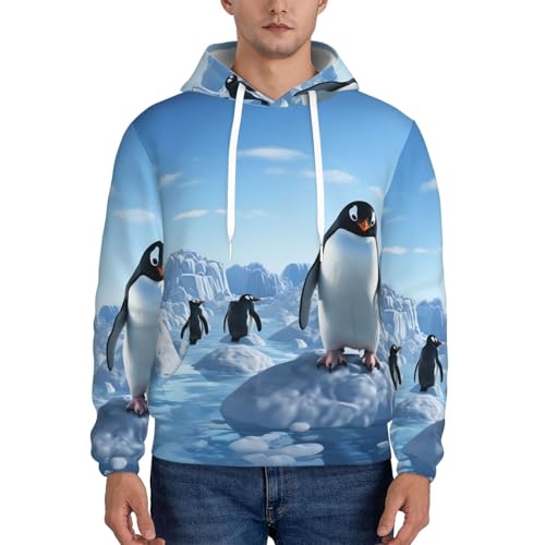 Men's Fleece Pullover Hoodie Long Sleeve Hooded Penguin Antarctica Ice Sweatshirt Casual Shirts With Pockets2