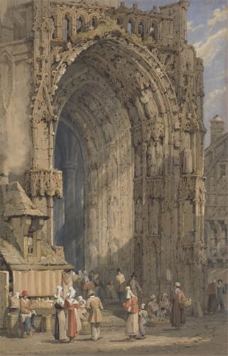 Affiche le porche de la cathédrale de Reims par Samuel Prout, toile impression d'art 60x90cm