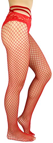 Image of ToBeInStyle Women's Fence Net Lace Boyshort Fishnet Pantyhose