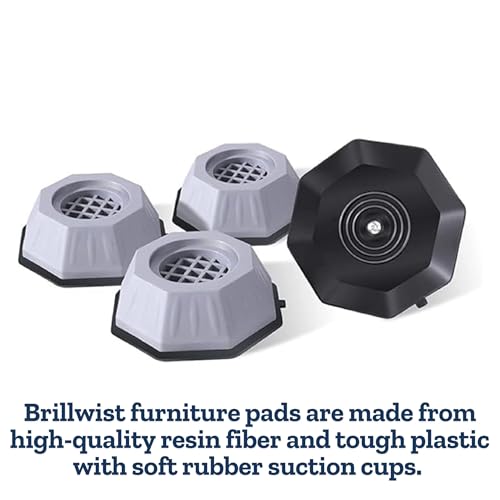 Image of Anti-Vibration Pads | Noise Cancelling Shock Absorber Feet with Suction Cups | Anti-Skid Floor Protection Rubber Support for Washing Machine, Dryers and Home Furniture (Pack of 4, Hexagon)