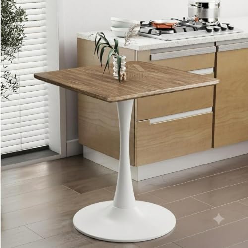 Image of SEROFIK Square Wooden Pedestal Table, Accent Bedside Table,Modern Coffee End Table for Living Room, Bedroom and Balcony with Square Design Table (Antique Brown White, 18 * 18 * 24 inches)