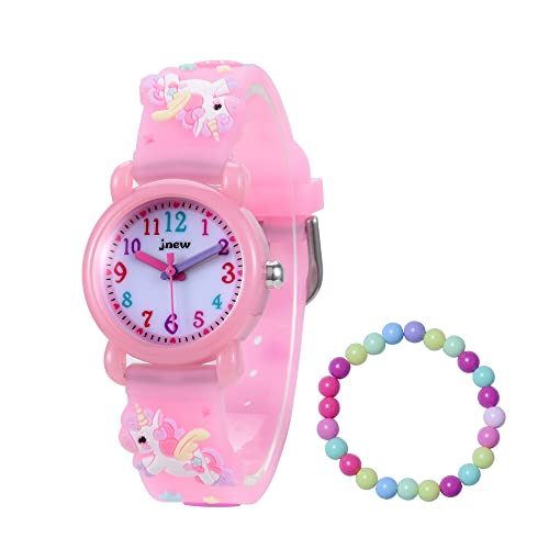 MUXIJIA Orologio Bambina, 3ATM 30M Impermeabile Quarzo Orologio da Polso con 3D Cartone Animato Cinturino in Silicone Orologio per Ragazze da 3-10 Anni (Rosa)