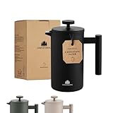 Groenenberg French Press Black 600 ml o. 1 Liter I Hochwertige Kaffeepresse mit Thermo Warmhalte-Funktion I Edelstahl Kaffeebereiter