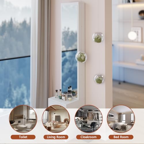 Full-Length Mirror Cabinet with Storage - 63 Inch Tall Standing Dressing, Multi-Layer Shelves (11.8x15.7x63 Inches), Modern Standing Mirror with Adjustable Shelves for Bedroom/Bathroom" (White) - Image 8