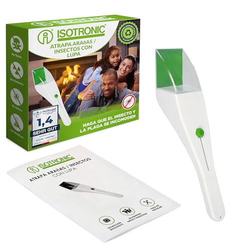 ISOTRONIC Catchy XXL - Atrapa arañas, atrapa Insectos con Lupa y telescopio, Defensa contra arañas, Insectos