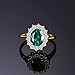 JewelryPalace Princess Diana Kate Middleton Gemstone Birthstone Green Emerald Halo Statement Engagement Rings for Women, 14K Rose Gold Plated 925 Sterling Silver Promise Rings for Her Size 4