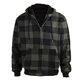 Sherpa Fleece Lined Hoodie Big and Tall Plaid Flannel Jacket Winter Coats for Men Zip Up Winter Warm Sweatshirts