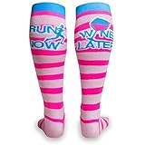 Run Now Wine Later Knee High Half Cushioned Athletic Running Socks | Fun Running Socks by Gone For a Run