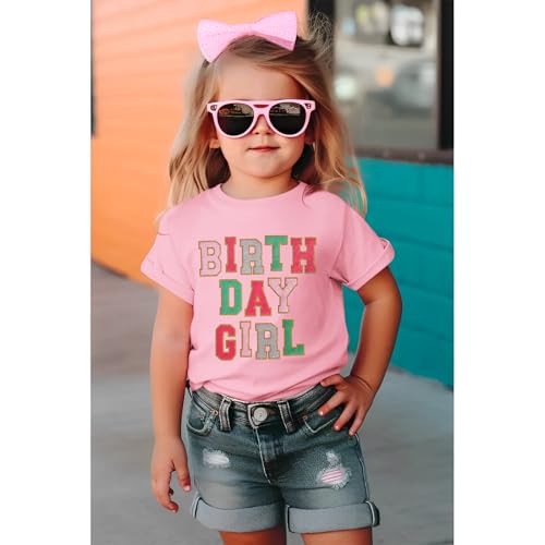 Birthday Girl Shirt for Toddler Kids Sequins Birthday Outfit T-Shirt Cute Summer Party Gift Tee Tops 2-6 Years2