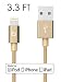 Volts Lightning Cable [Apple MFi Certified] 3.3ft Nylon Braided Charger with Aluminum Case on 8 pin Connector for iPhone, iPad, iPod - 1m Gold