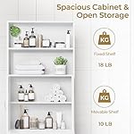 Yaheetech Over The Toilet Storage, Taller Bathroom Organizer Space-Saving Storage Cabinet with Adjustable Shelves and Double Doors, 77 in H, White - Image 5
