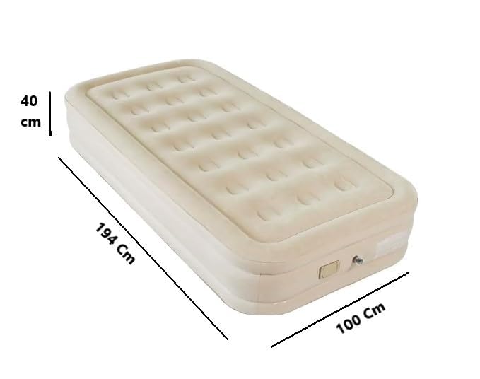 Image of Single Air Bed with Built-in Pump | Inflatable Mattress for Home, Camping & Travel | Quick Self-Inflation, 198x100x40cm