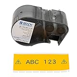 Brady MC-1500-595-YL-BK Vinyl B-595 Black on Yellow Label Maker Cartridge, 25' Width x 1-1/2