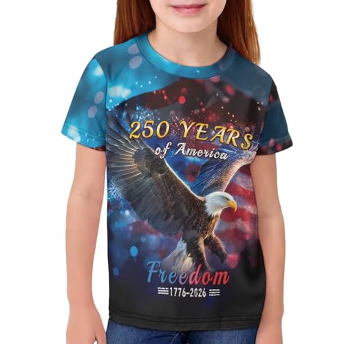 Image of WELLFLYHOM Kids Tshirts Girls Boys Short Sleeve Crewneck Tees Shirts Casual Sport Pullover Tops Size 3-16 Years