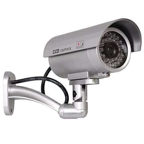 Maclean Videocamera Fittizia IR9000 B con IR e LED Telecamera Finta Falsa Dummy Camera Sorveglianza CCTV Colore Argento
