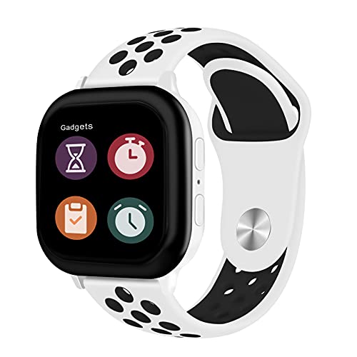 KRISVI Gizmo Watch Band Replacement for Kids, 20mm Breathable Silicone Sport Band Compatible with Verizon Gizmo Watch 2   Gizmo Watch 1 (White Black)