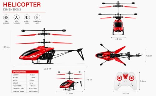 Image of Remote Control Gravity Sensor Helicopter Toy, with Shock Detection Auto Power Off, USB Charging, for Kids (RED)