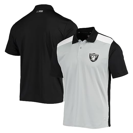 MSX by Michael Strahan Men's Gray/Black Las Vegas Raiders Challenge Color Block Performance Polo