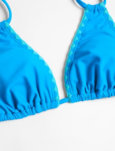 Image of ZAFUL Women Halter Dual Straps Whip Stitch Floral Triangle Bikini Swimsuits