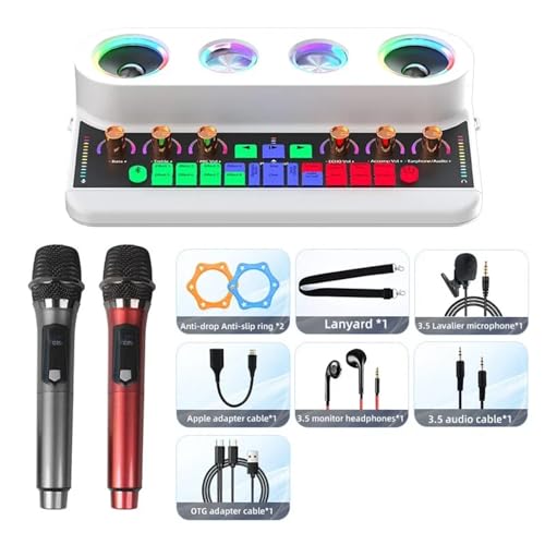 Controlador de DJ S20 con tarjeta de sonido integrada y microfono blanco para movil y hogar