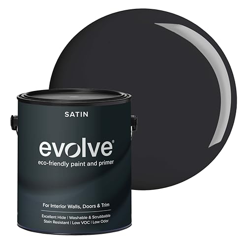 EVOLVE Interior Paint & Primer Satin (Black Iron) 1 Gallon Available in 50+ Colors One-Coat Coverage Excellent Hide Low VOC Low Odor Washable Interior Paint