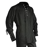 robustes Material Piratenhemd mit breitem Kragen Gr. XXL Gothic Mittelalter schwarz 895