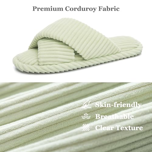 Image of GOEWY Slippers for Women Memory Foam House Bedroom Corduroy Crossbands Open Toe Slides Sandals Shoes Comfy Trendy Gift for womens Anti-Skid sole