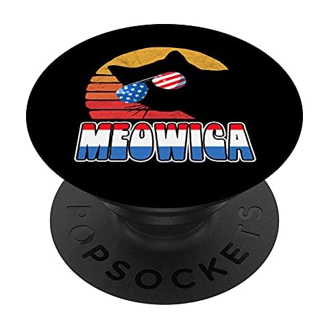 Meowica! Funny USA Cat sunglasses Fourth of July Vintage PopSockets Swappable PopGrip Cover