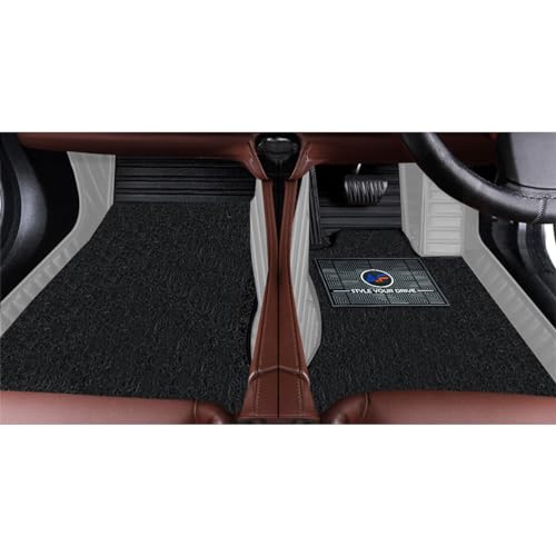 Image of Autofurnish Combination 9D Car Mat Full Set for Maruti Suzuki Dzire 2024 || Luxury Leather Dual-Stitch Full Set 9D Car Floor Mat || 100% Waterproof || Color : Black XV-Greige