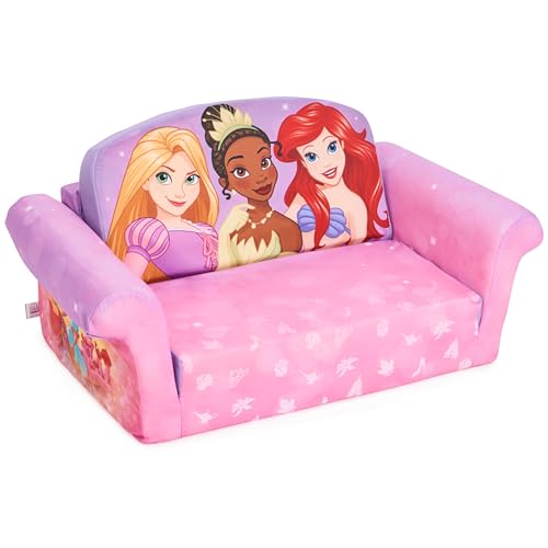 Marshmallow Furniture, Children's 2-in-1 Flip Open Foam Compressed Sofa, Disney Princesses