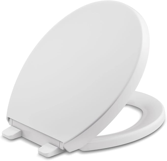 KOHLER K40090 Reveal Round Toilet Seat, with GripTight Bumpers, QuietClose Seat, Quick