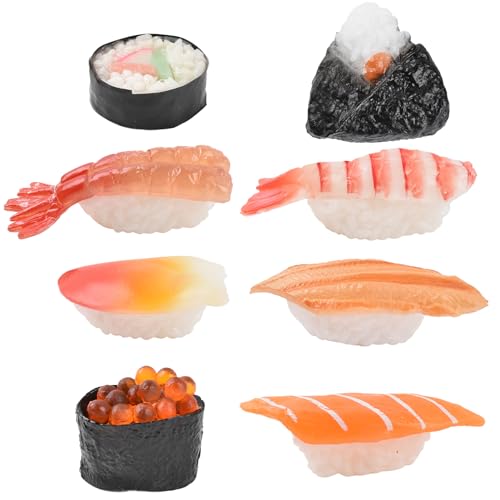HUIANER Fake Sushi 8Pcs Artificial Food Realistic Onigiri Dessert Simulation Sushi Model Food for Decoration Display Props Model Rice Roll