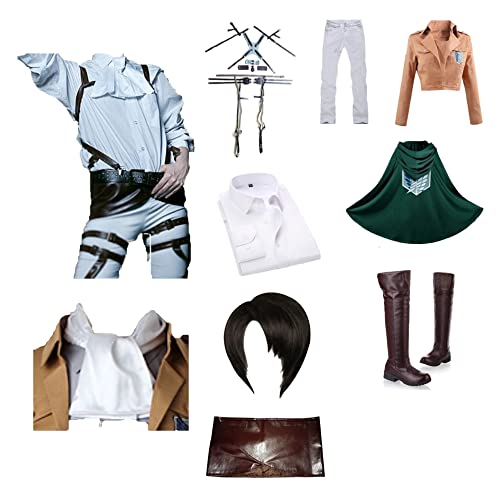 Robe de masque de carnaval Simil Attack Titan Set Costume Cosplay Levi ATITAN04 (Cape verte uniquement - Taille unique)