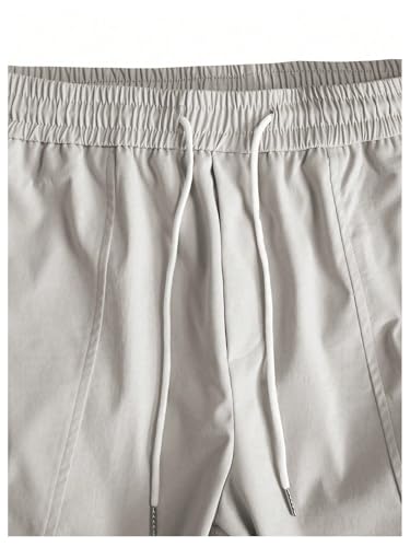 OYOANGLE Men's Drawstring Waist Flap Pocket Jogger Cargo Pants Solid Athletic Work Casual Pants3