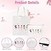 2Pcs Dance Tote Bag and Makeup Bag, Ballet Gifts for Dance Lovers, Dance Bags for Girls, Ballerina Canvas Tote Bags for Women, Foldable Dancing Reusable Shopping Bags for Travel, Work, Daily Use #4