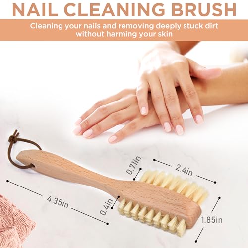 Takavu Nail Brush, Pure Boar Bristles, Natural Wood Handle, Nail Cleaning Brush for Scrubbing Fingernail Toenail Hand Feet, Dual Sided for Regular Manicure Nail Care Hygiene - Image 3