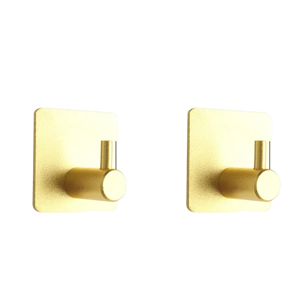 LCANALLYMS Wall hooks, Coat Hook Bathroom Hooks 1/2/3PCS Black Gold Hanging Towel Holder No Drill Organaizer Accessories(2pcs Gold)