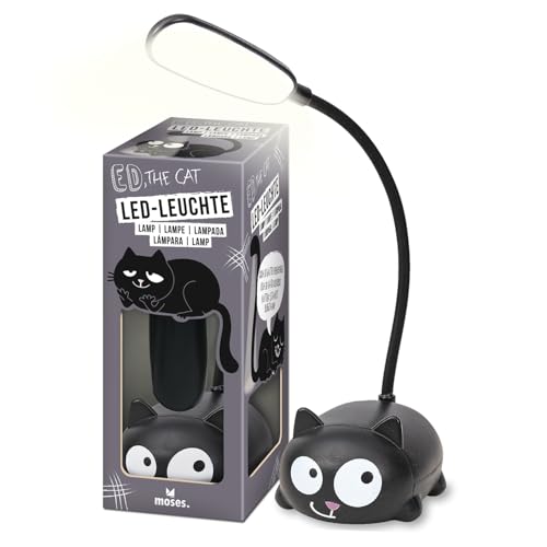 moses. Ed, the Cat Leuchte, biegsame LED-Lampe im Katzen-Design, wiederaufladbare Schreibtischlampe mit Akku und USB-C Anschluss, dekorative Tischlampe für Katzenfans