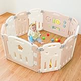 ベビーサークル 折りたたみ 小さめ キッズサークル 10枚セット 116.5cm×116.5cm おもちゃパネル付き ドアロック付き 折りたたみ 簡単組立 出産祝い プレゼント GAD009BE