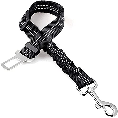 Adjustable Pet Seat Belt, Elastic Vehicle Dog Seat Belt Cat Harness Auto Pet Leash Belt Polyester Pet Car Buffer Safety Harness, Black